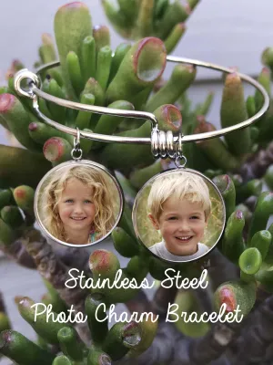Custom photo charm bracelet - single sided charms