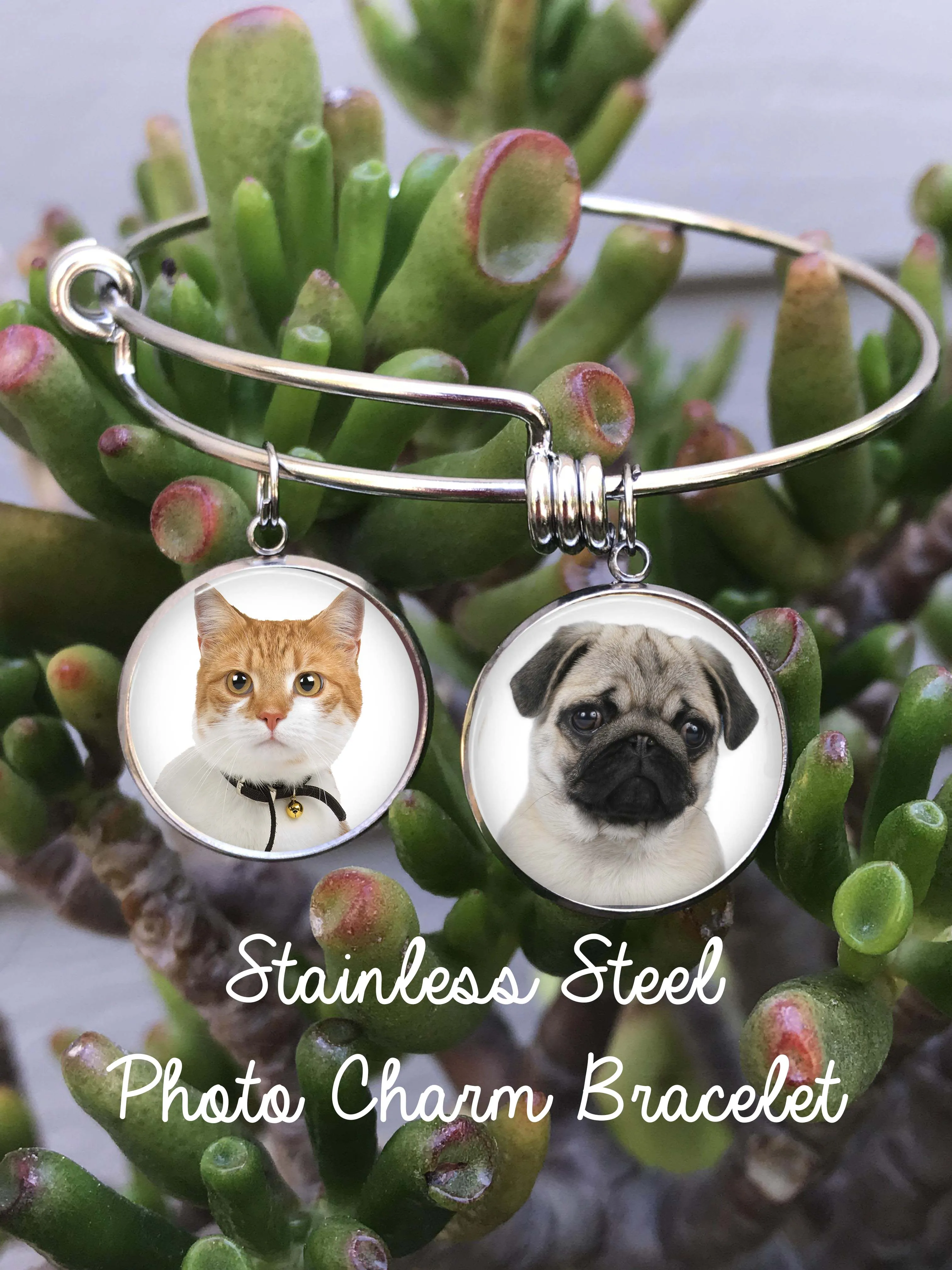 Custom photo charm bracelet - single sided charms