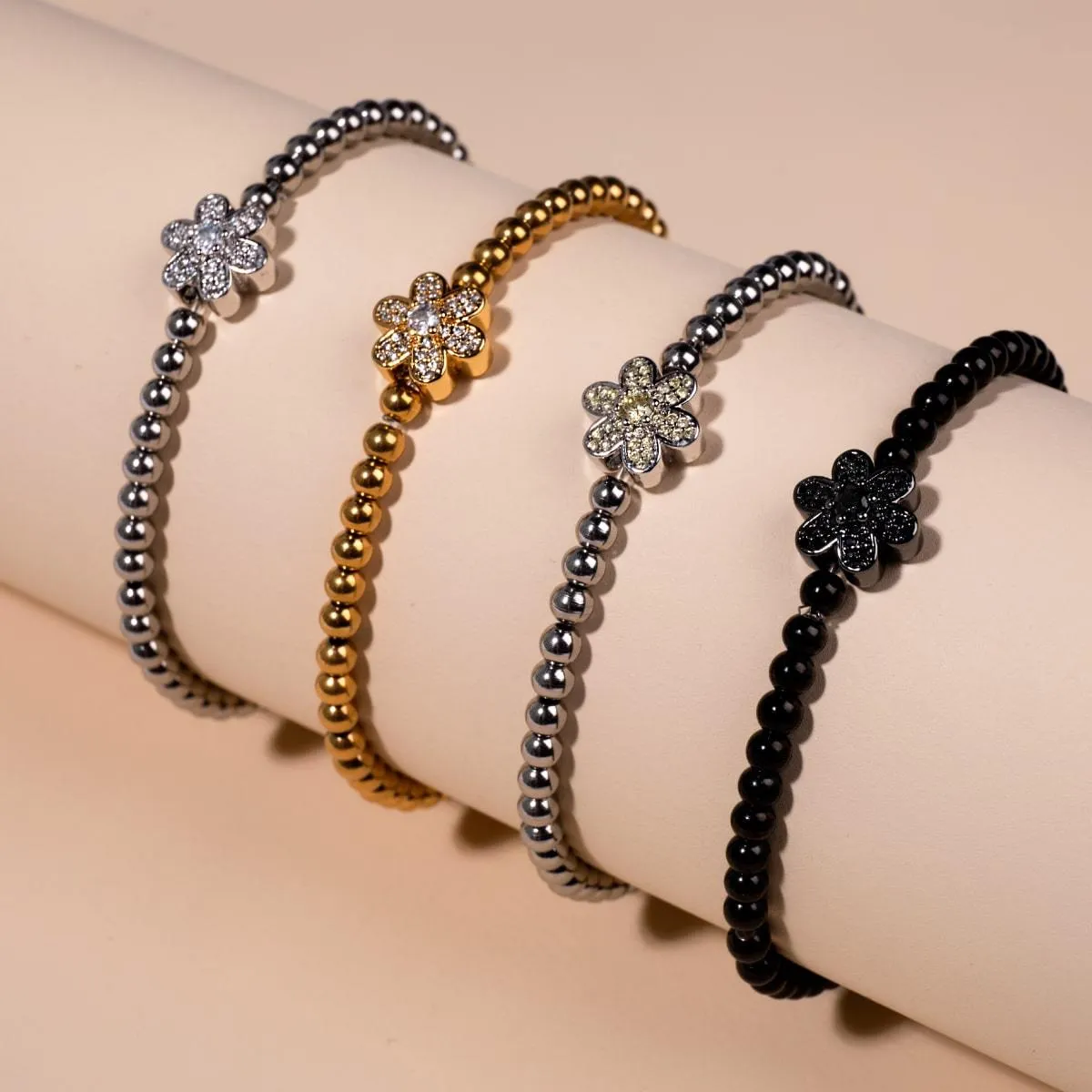 Daffodil | Gunmetal | Black Crystal Charm Bracelet