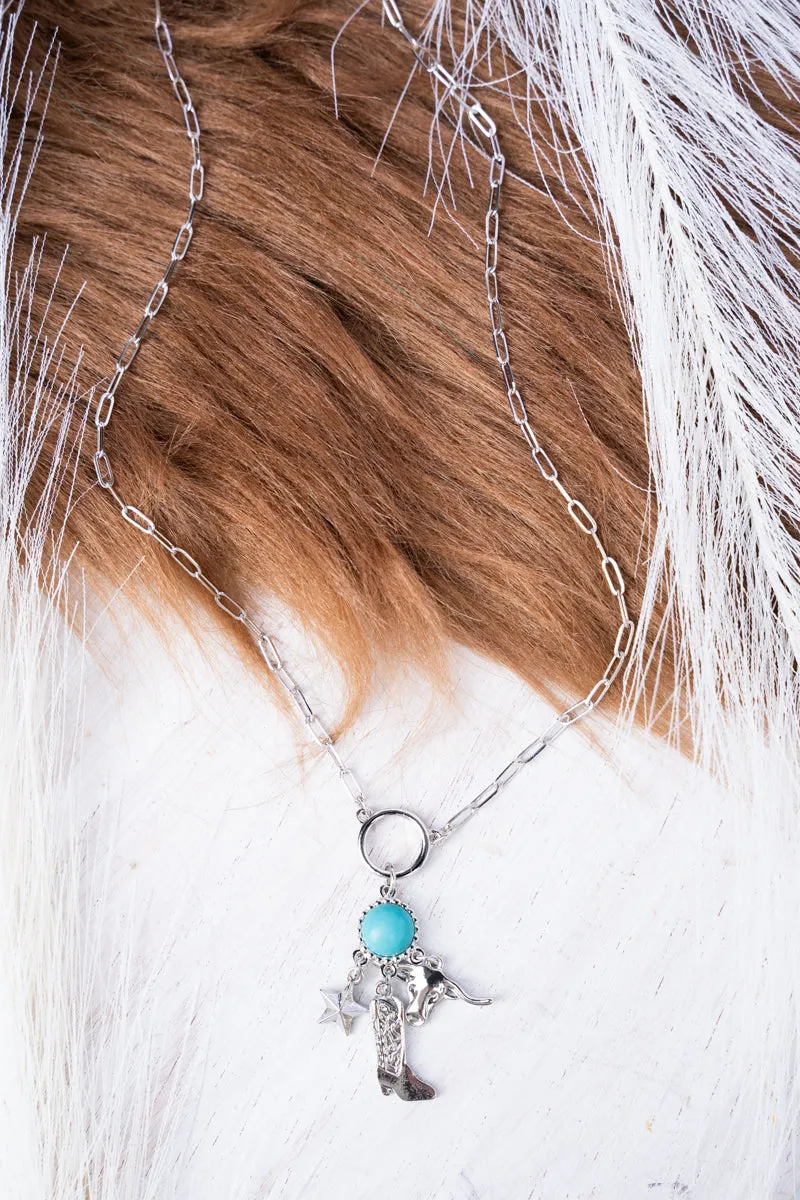 Dakota Way Turquoise Silvertone Necklace