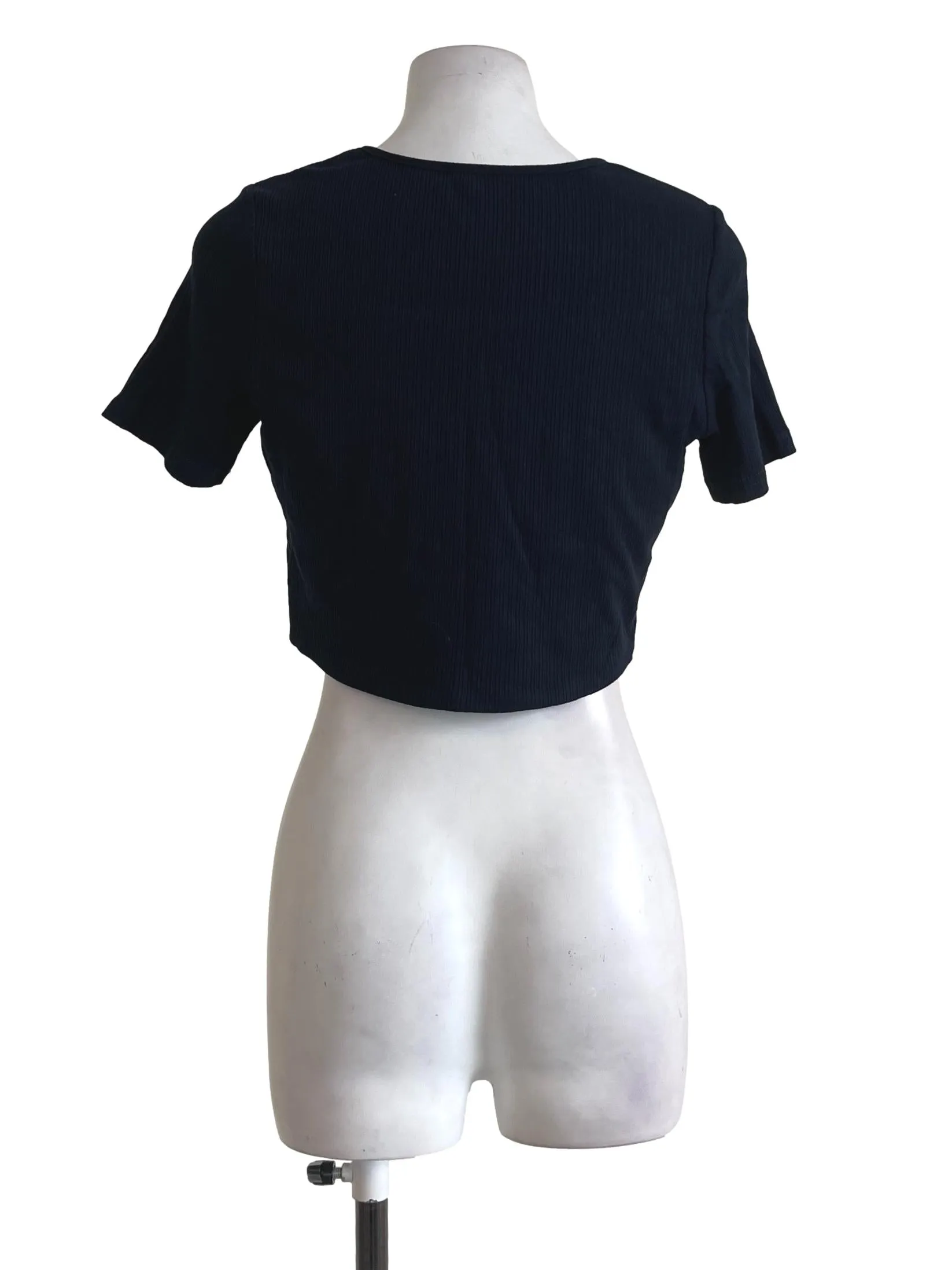 Dark Blue Short Sleeves Crop Top