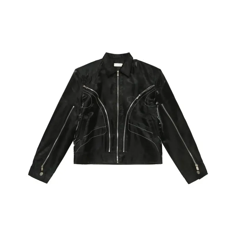 Deconstructed Multi-Zipper Motorcycle Jacket