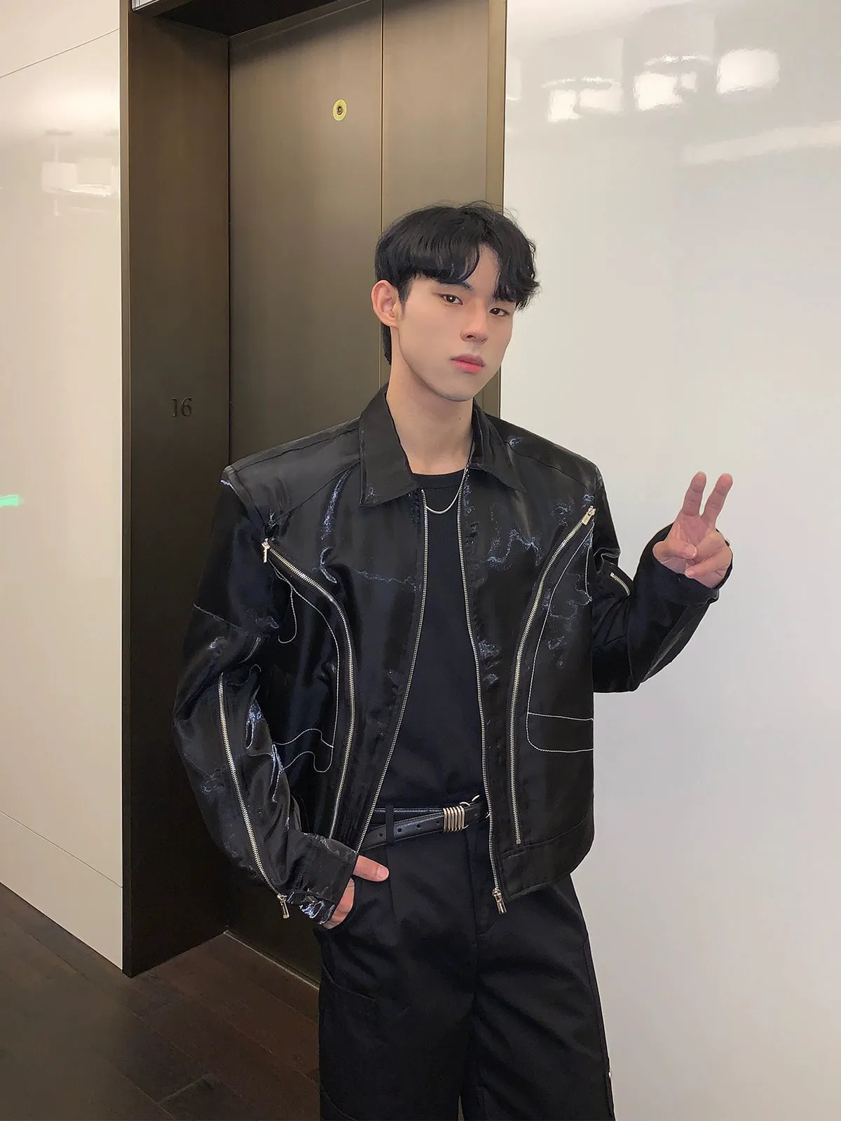 Deconstructed Multi-Zipper Motorcycle Jacket
