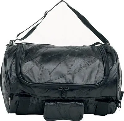 Diamond Plate Rock Design Buffalo Leather Motorcycle Barrel Bag LUMBB16