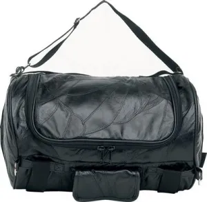 Diamond Plate Rock Design Buffalo Leather Motorcycle Barrel Bag LUMBB16