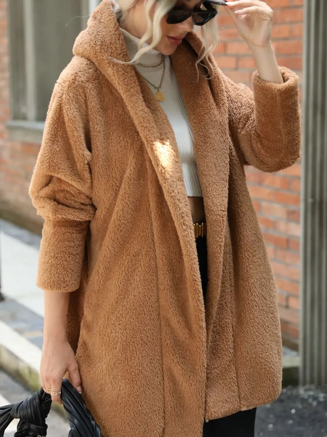 'Diora' Fleece Fur Open Coat