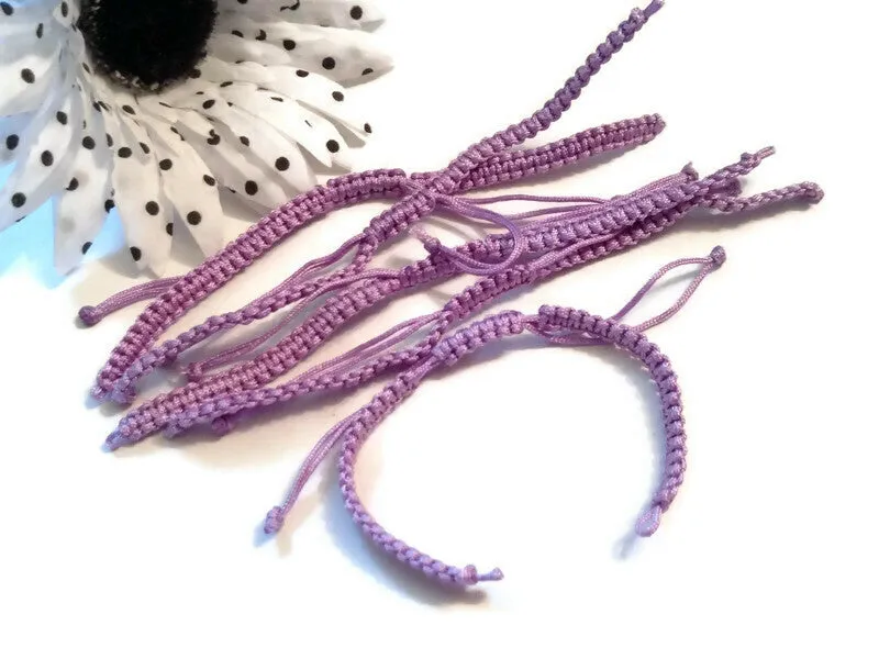 DIY Add A Charm Braided Friendship Bracelet - 5 Pcs Light Purple
