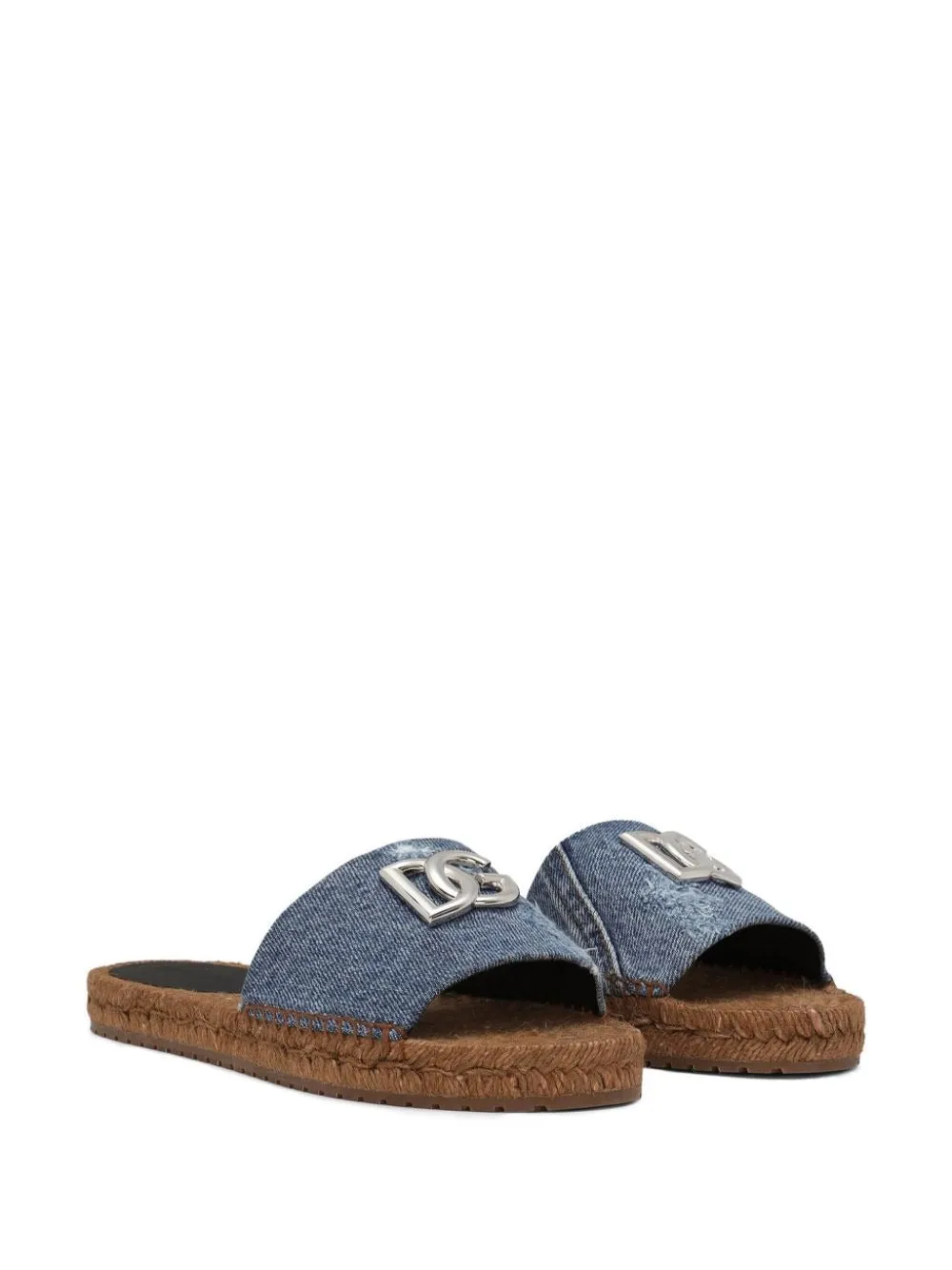 Dolce & Gabbana Espadrille Slide Sandal in Blue Denim