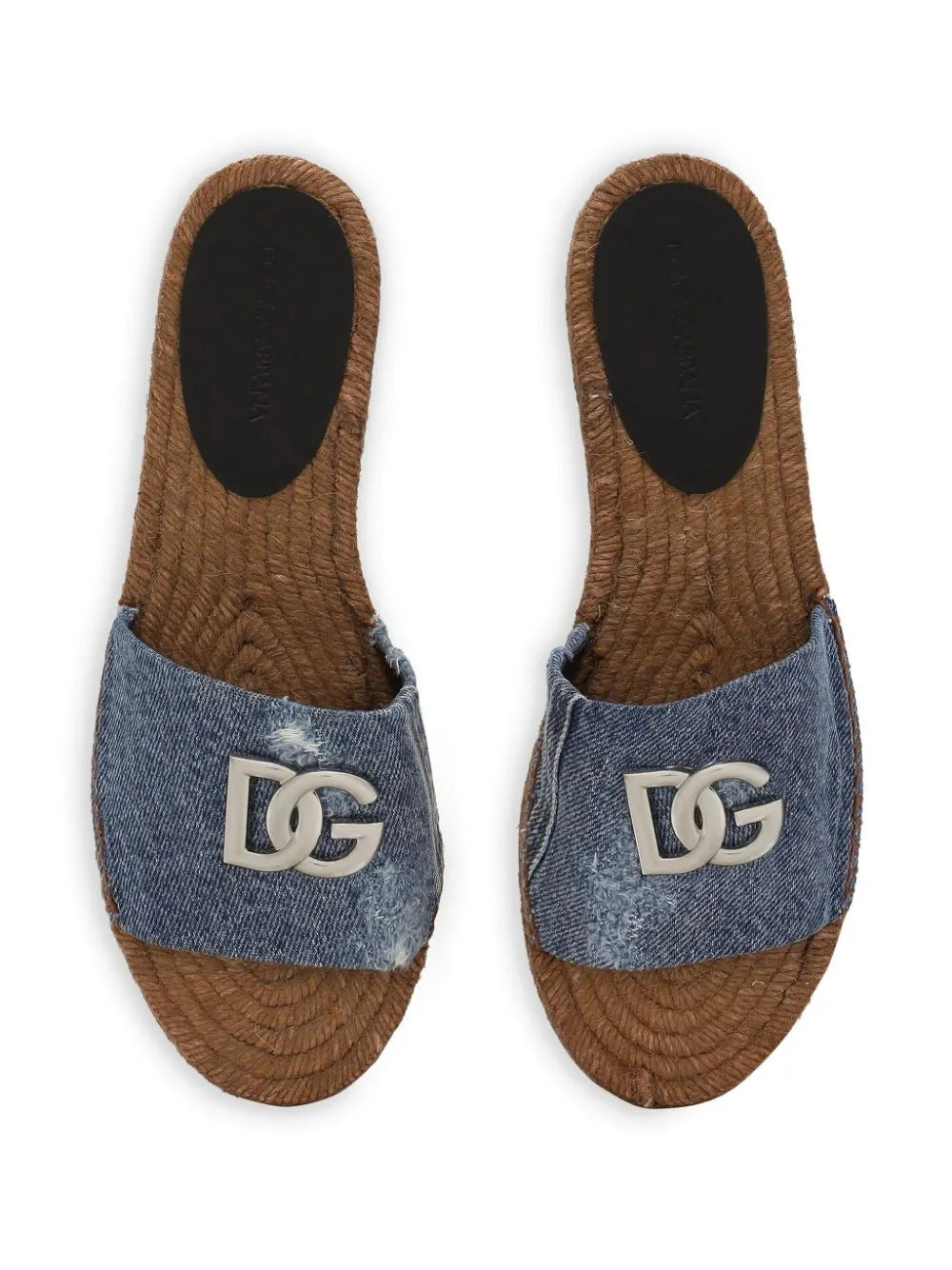 Dolce & Gabbana Espadrille Slide Sandal in Blue Denim