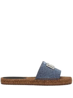 Dolce & Gabbana Espadrille Slide Sandal in Blue Denim