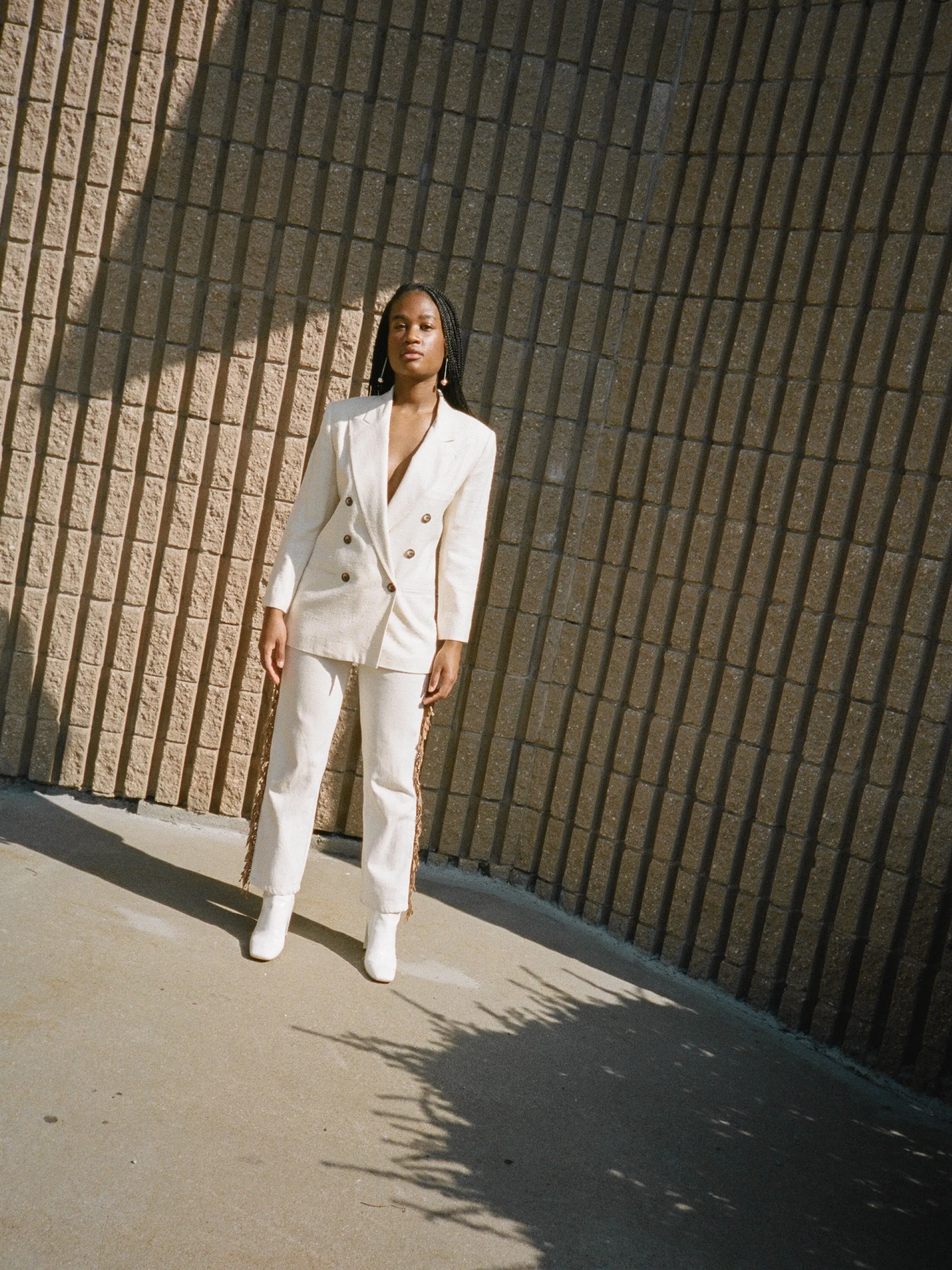 Double Breasted Raw Silk Blazer