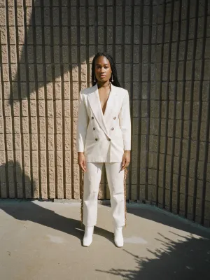 Double Breasted Raw Silk Blazer