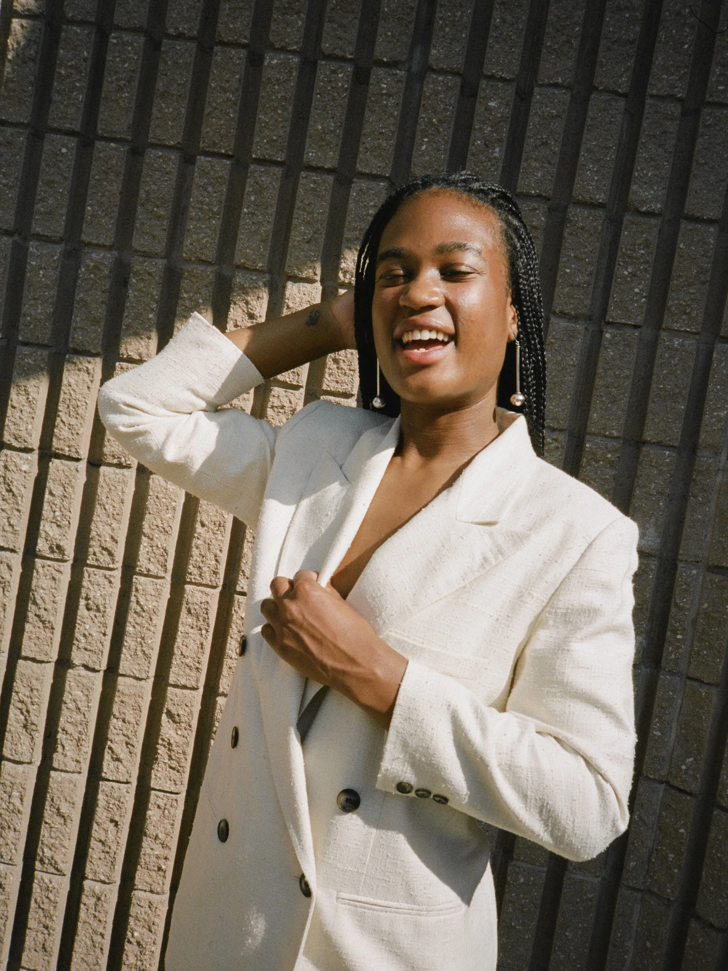 Double Breasted Raw Silk Blazer