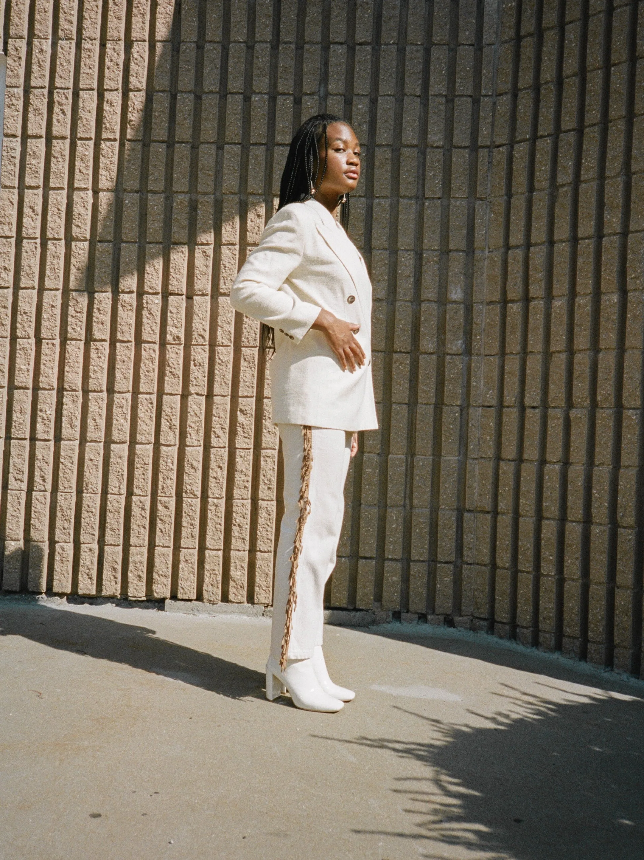 Double Breasted Raw Silk Blazer