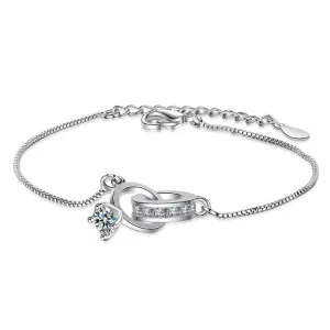 Double Circle Charm Zircon Pendant Bracelet For Women Wedding Jewelry