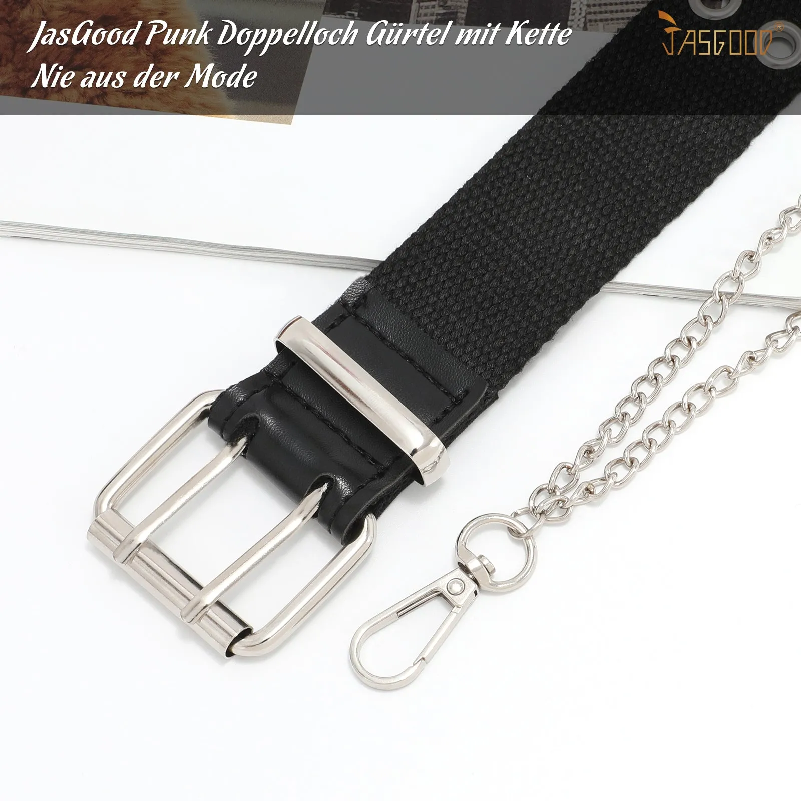 Double Grommet Belt PU Leather Punk Belt for Women Men Jeans 2 Hole Belts 1.5 Wide