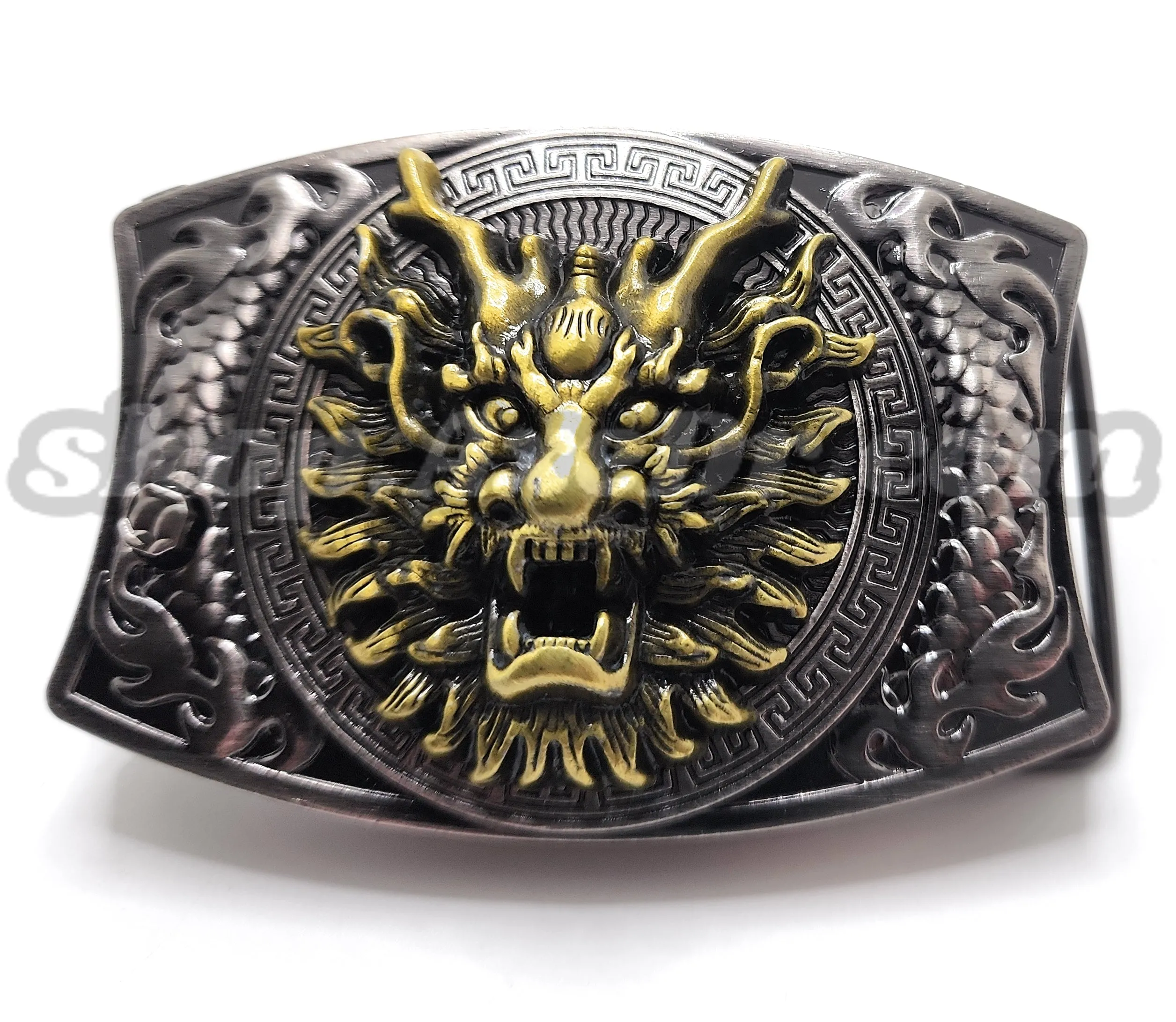 Dragon Fire Breath Folding Knife Belt Buckle Push-Button-Release