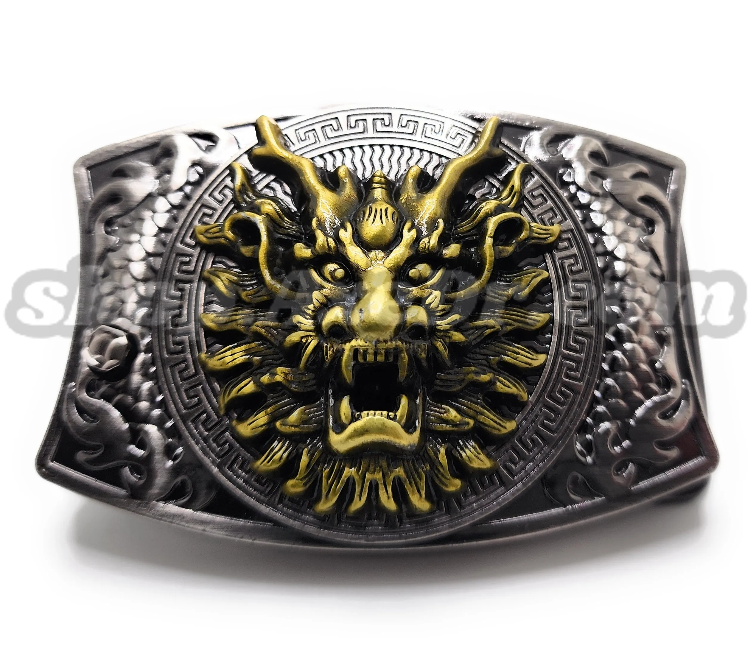 Dragon Fire Breath Folding Knife Belt Buckle Push-Button-Release