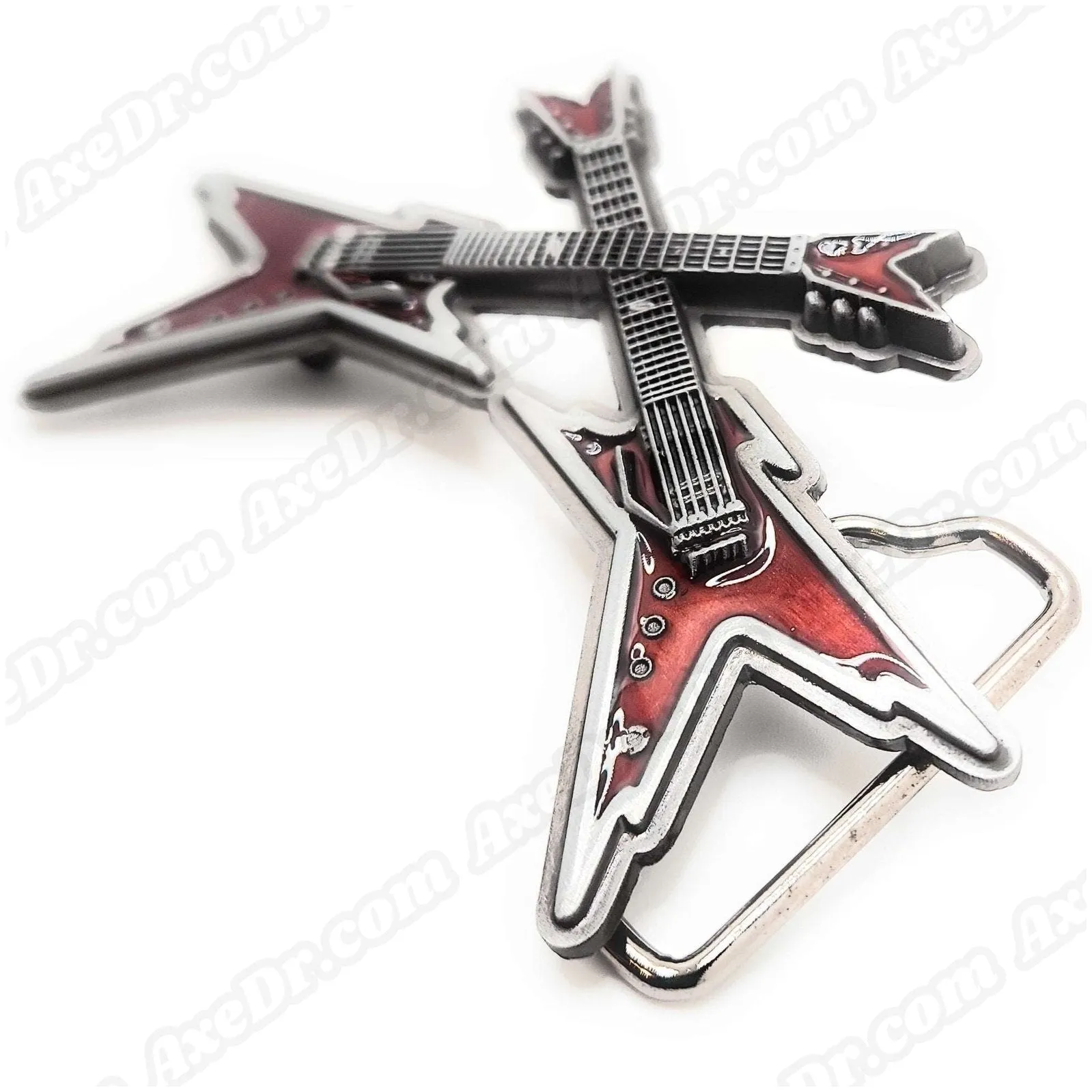 Dual Guitars Red Belt Buckle / Crossed Guitars Belt Buckle
