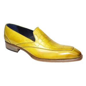 Duca Trento Men's Shoes - Yellow Crocodile Print - Calf-Skin Leather Slip-On