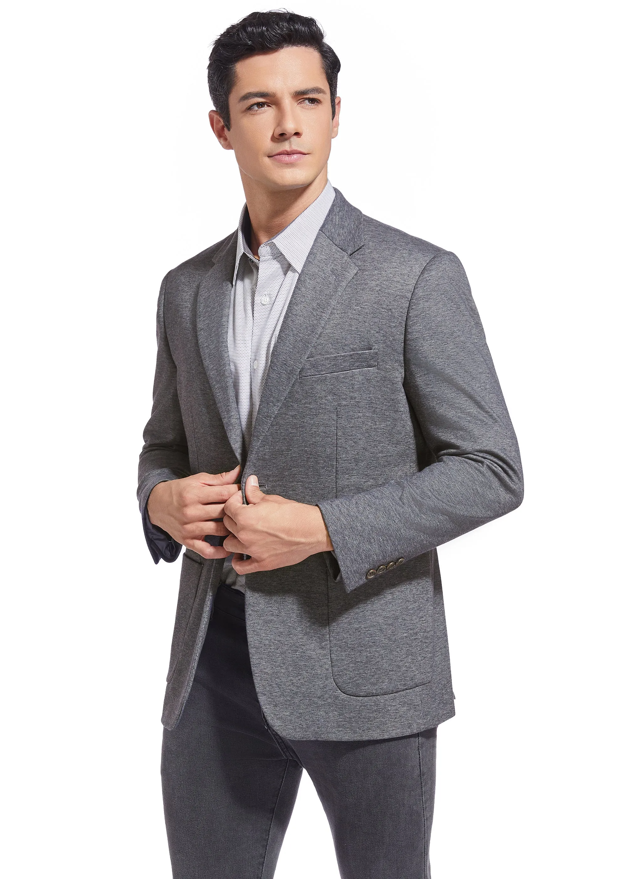 Duchamp London Grey Solid Stretch Sport Coat
