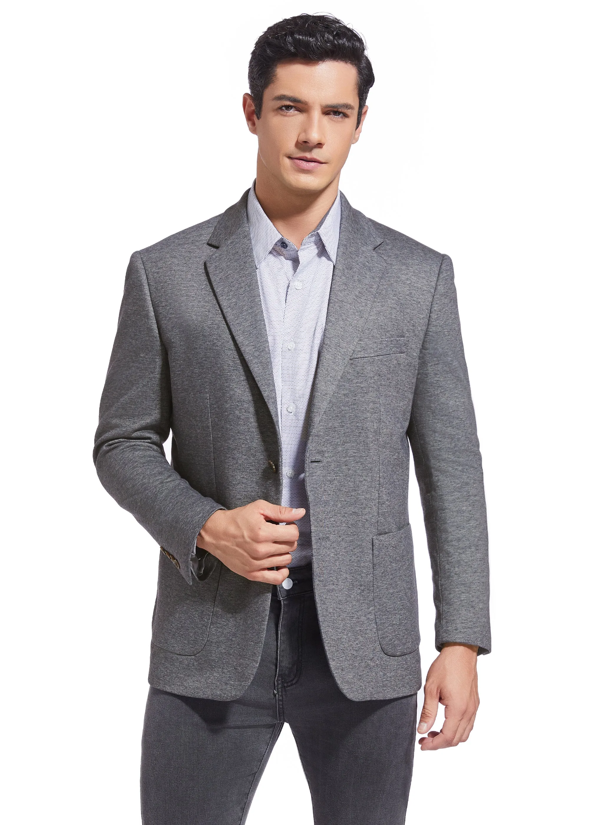 Duchamp London Grey Solid Stretch Sport Coat