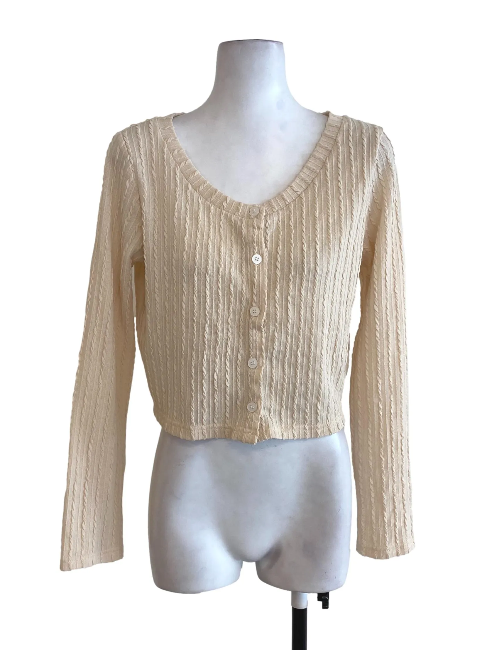 Egg Nog Cable Knitted Top