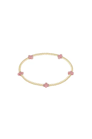 egirl Signature Cross Small Gold Pattern 2mm Bead Bracelet - Pink