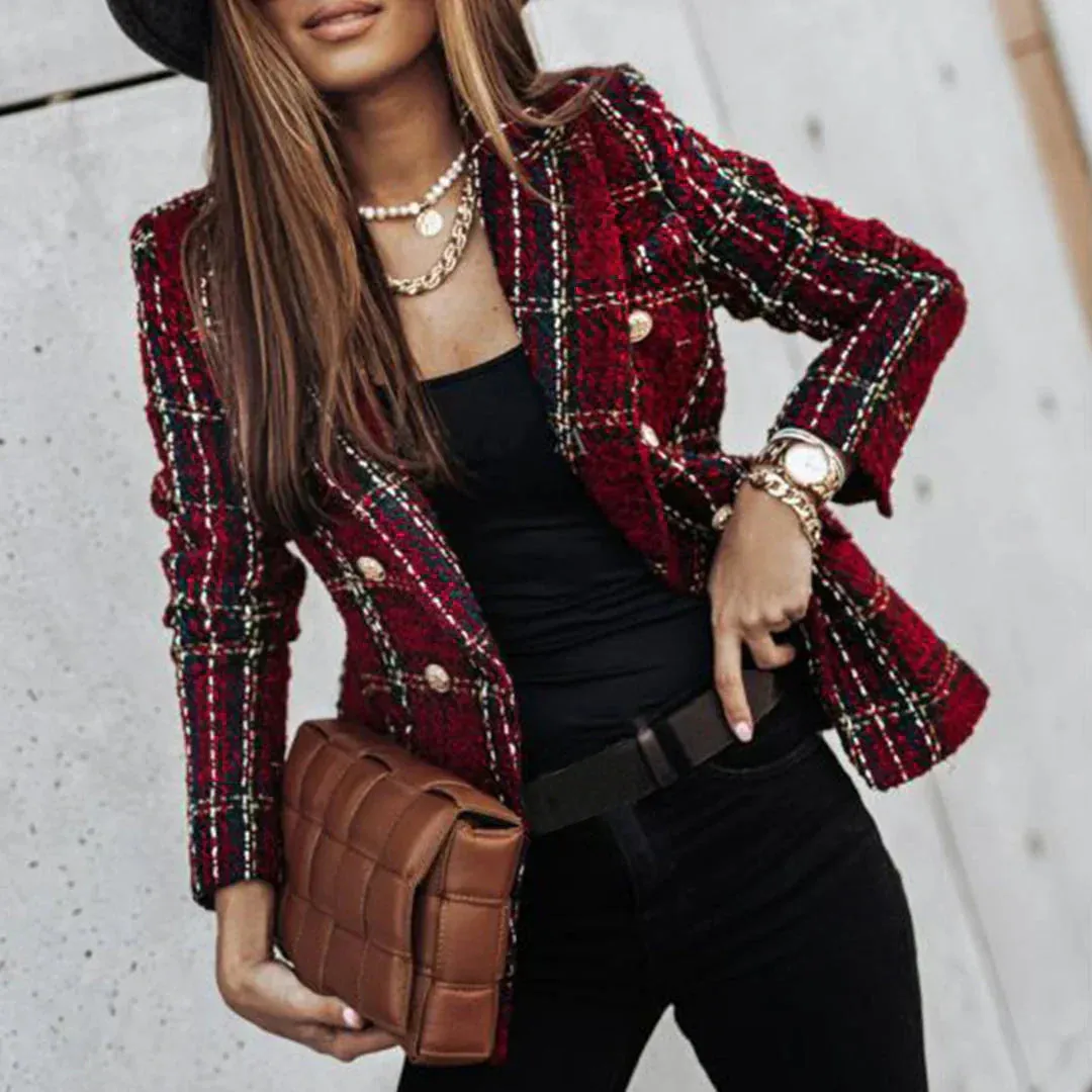 Eleganter Rotkariert Blazer - Sophia