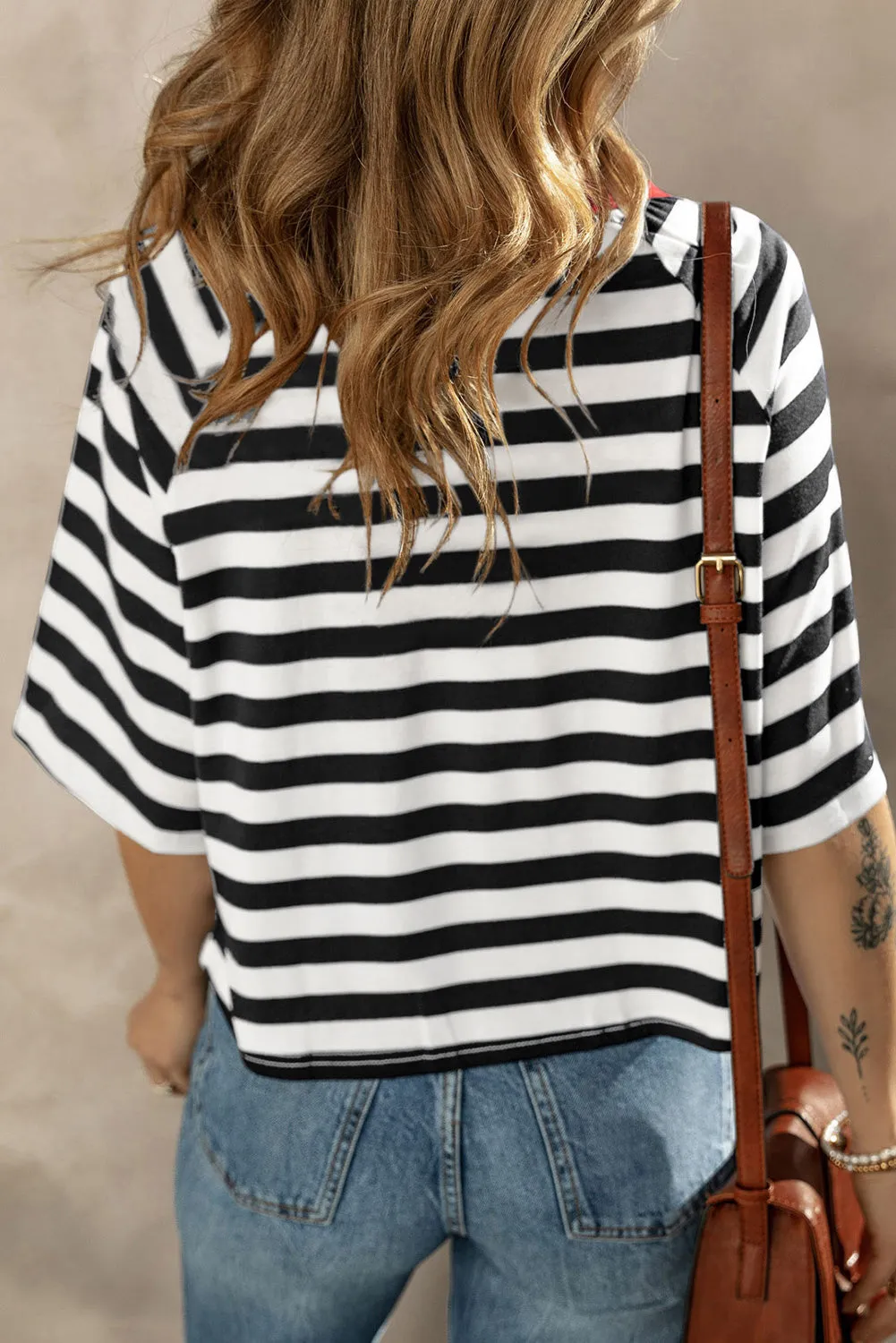 Ellis Striped Round Neck Raglan Sleeve T-Shirt