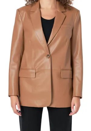 Endless Rose - Faux Leather Blazer