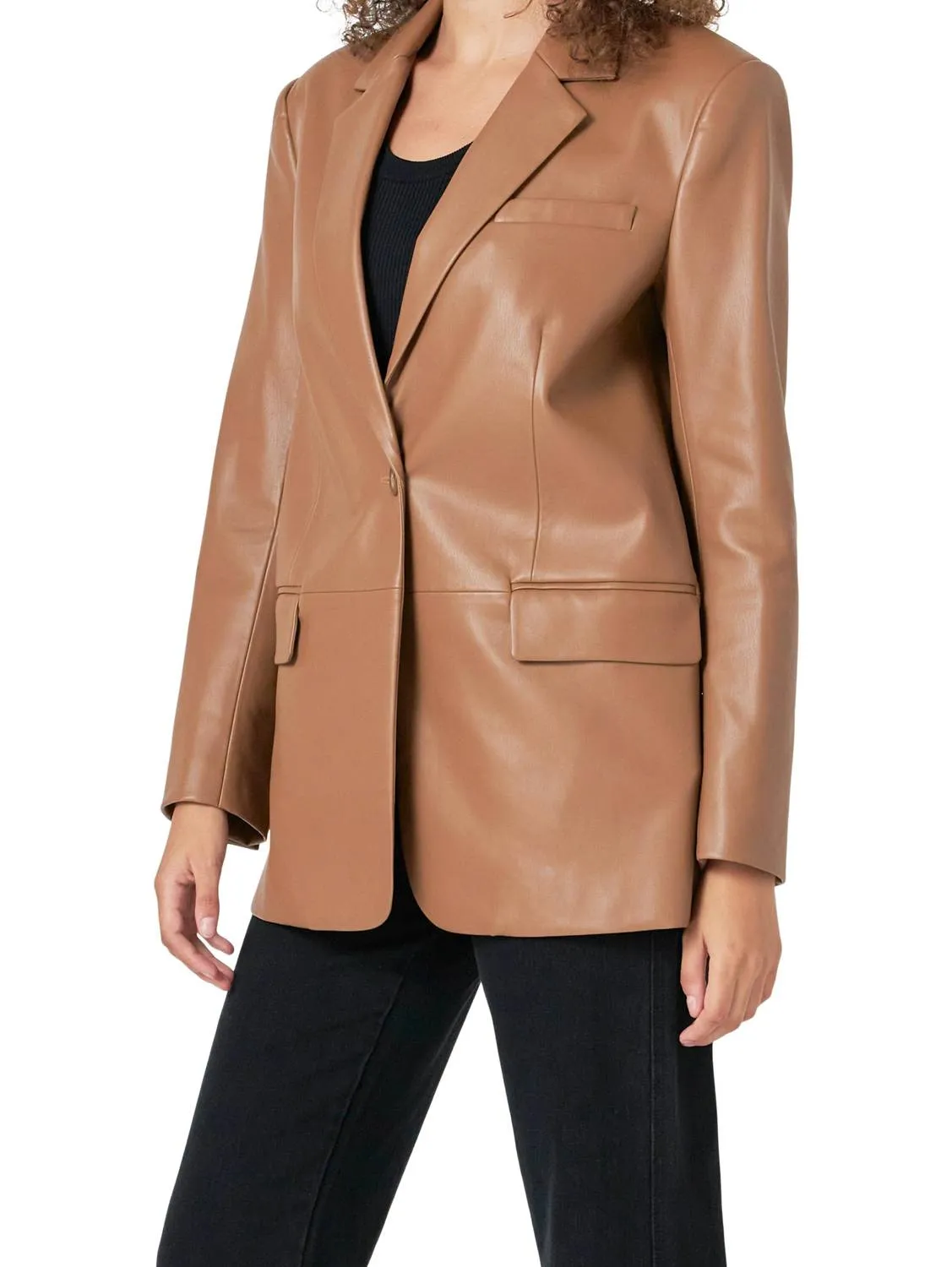 Endless Rose - Faux Leather Blazer