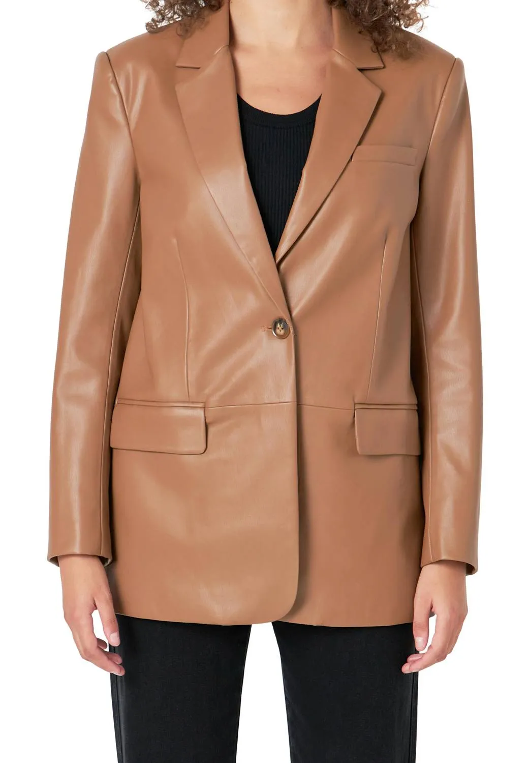Endless Rose - Faux Leather Blazer