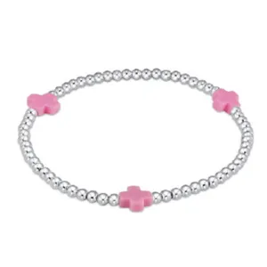 enewton signature cross sterling pattern 3mm bead bracelet - bright pink