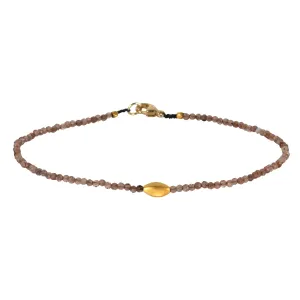 Faceted Andalusite Beaded Bracelet With 18K Marquise Bead