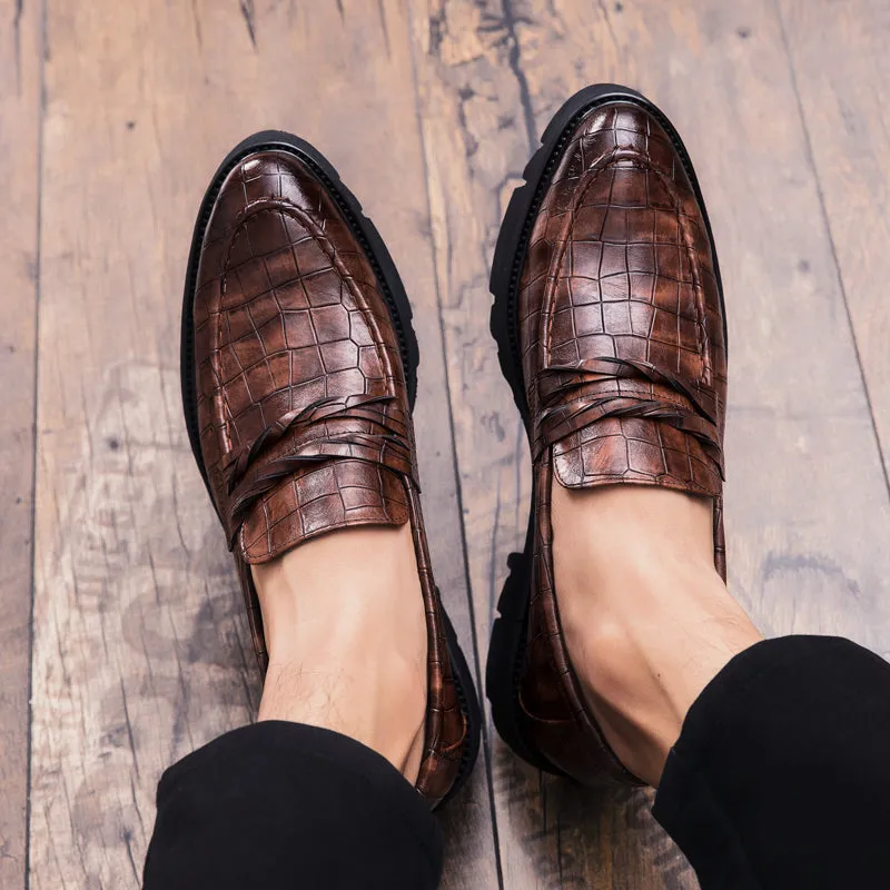 Fashion Brown Retro Shoes Slip On Men Loafers