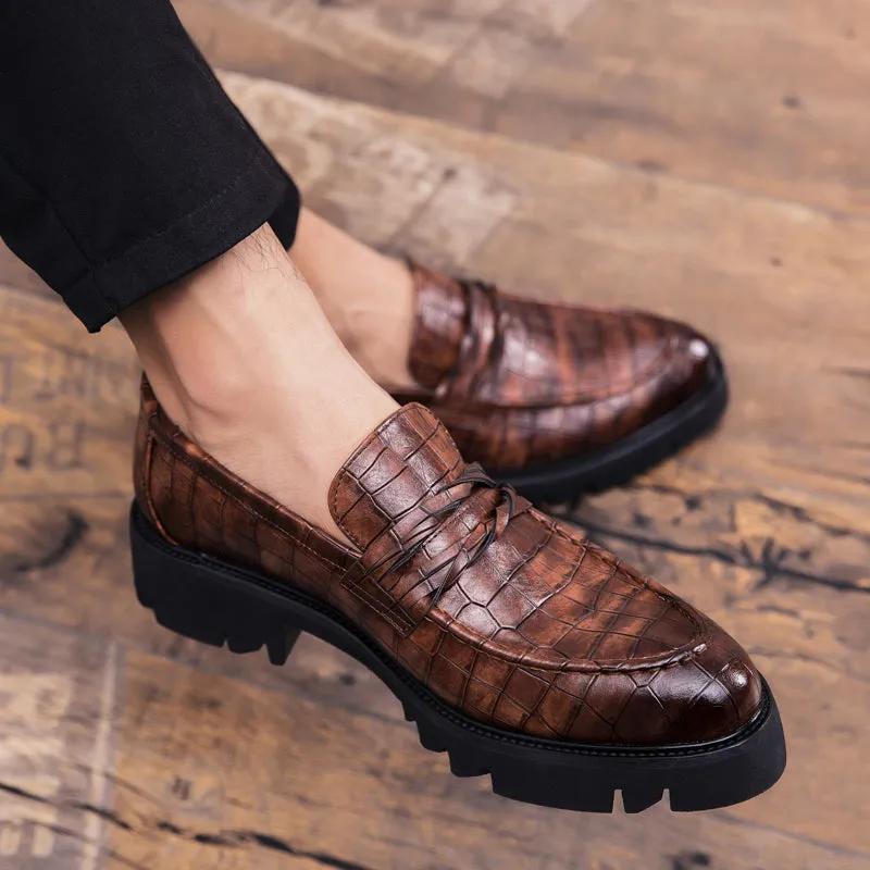 Fashion Brown Retro Shoes Slip On Men Loafers