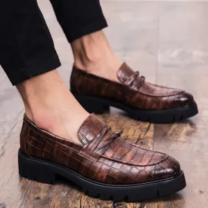 Fashion Brown Retro Shoes Slip On Men Loafers