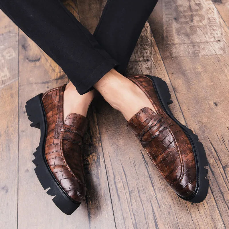 Fashion Brown Retro Shoes Slip On Men Loafers