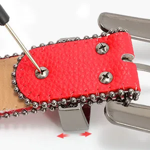 Fast Delivery Luxury Crystal Skull designer Men Women Belt Diamond Studded Rhinestone Belts Western Sparkle Leather Belts