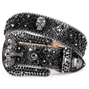 Fast Delivery Luxury Crystal Skull designer Men Women Belt Diamond Studded Rhinestone Belts Western Sparkle Leather Belts