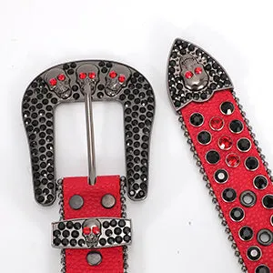 Fast Delivery Luxury Crystal Skull designer Men Women Belt Diamond Studded Rhinestone Belts Western Sparkle Leather Belts