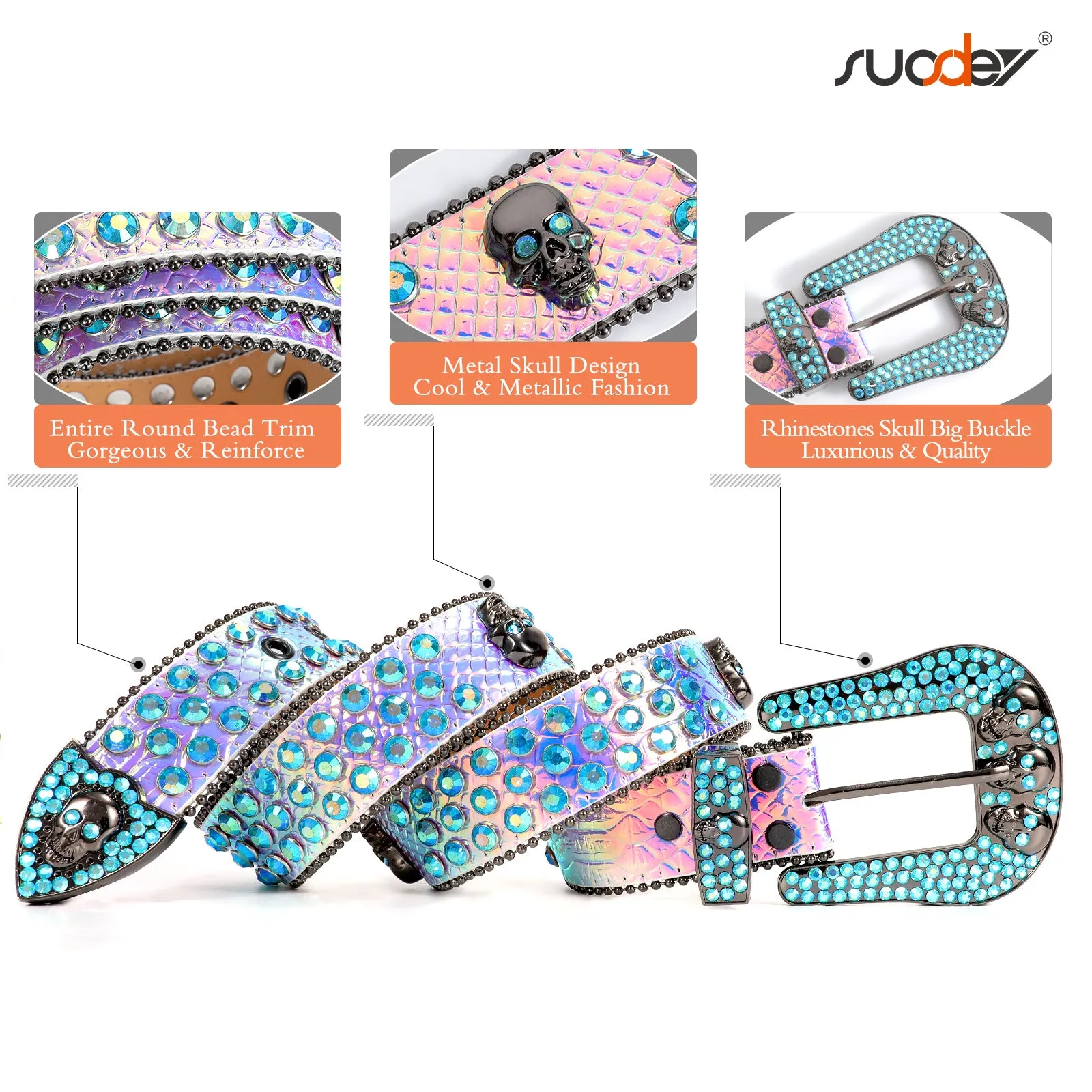 Fast Delivery Luxury Crystal Skull designer Men Women Belt Diamond Studded Rhinestone Belts Western Sparkle Leather Belts