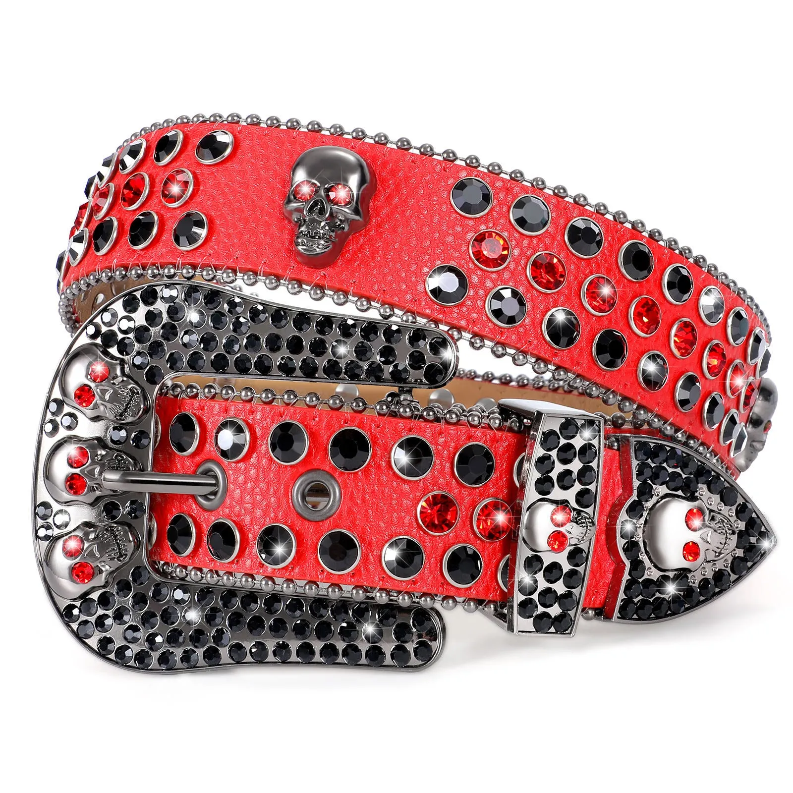 Fast Delivery Luxury Crystal Skull designer Men Women Belt Diamond Studded Rhinestone Belts Western Sparkle Leather Belts