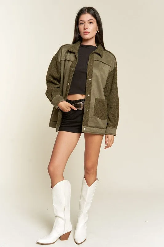 Faux Fur Suede Jacket