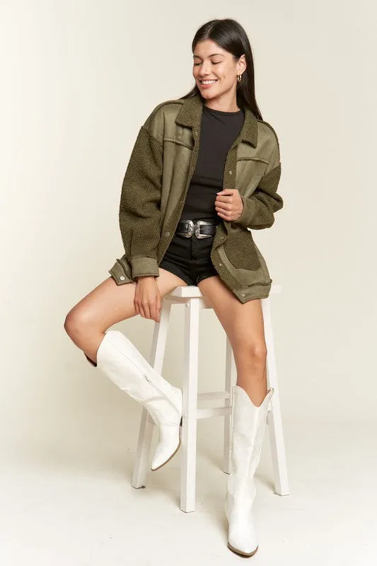 Faux Fur Suede Jacket