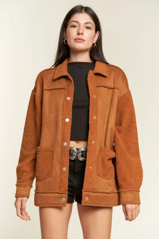 Faux Fur Suede Jacket