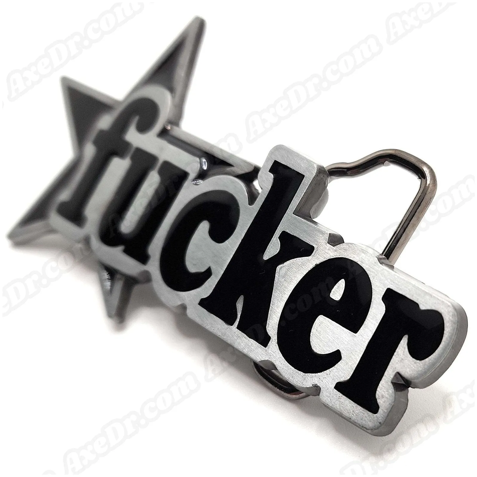 FCKER Nuatical Star Belt Buckle and Black Pyramid Studded Leather Belt
