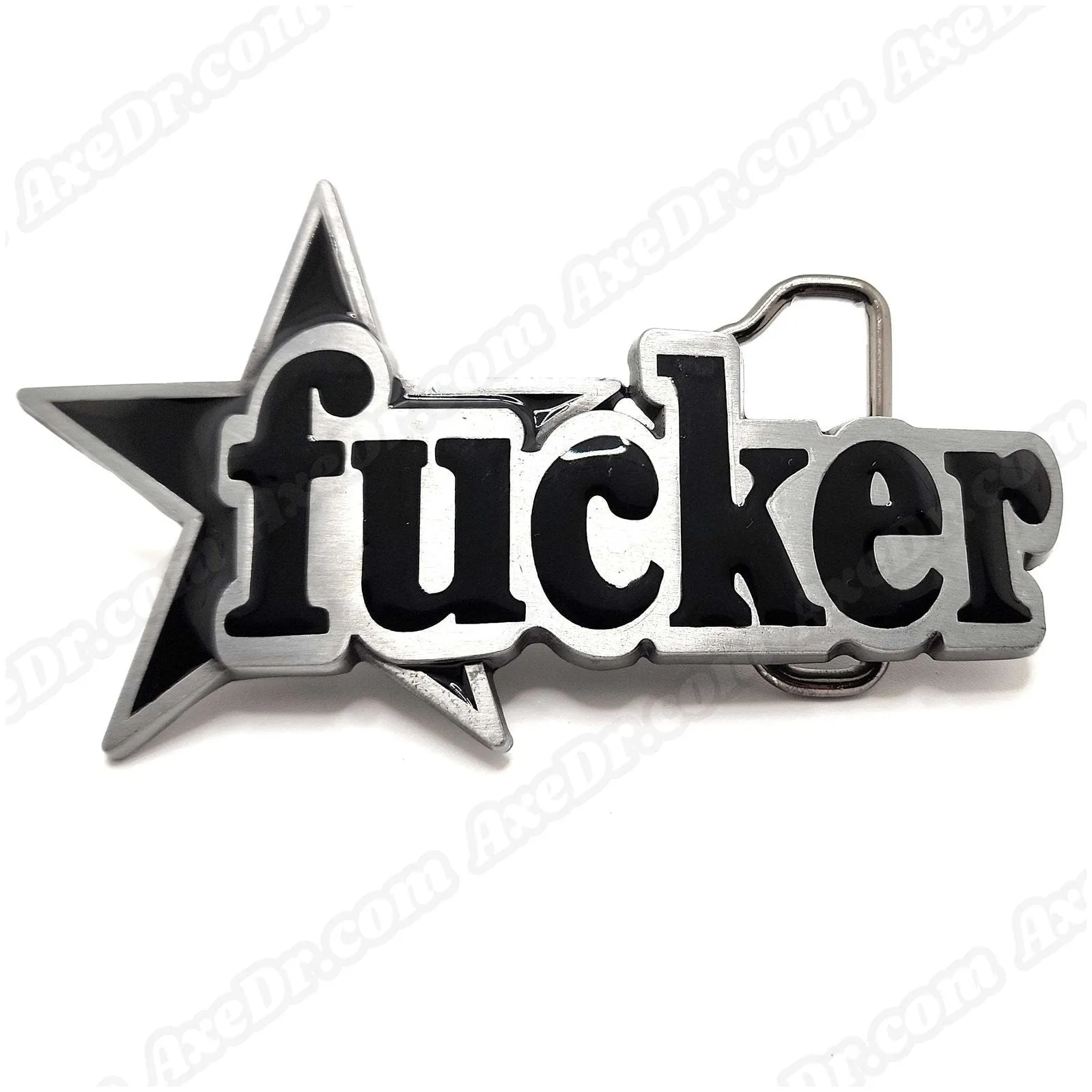 FCKER Nuatical Star Belt Buckle and Black Pyramid Studded Leather Belt