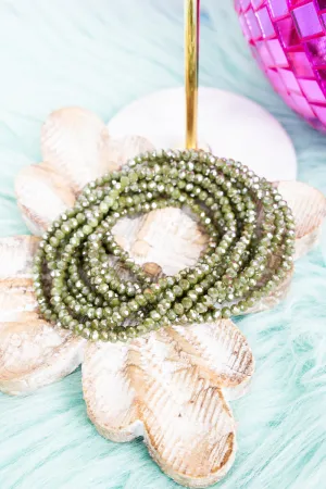 Feeling Happy Olive Beaded Bracelet Set